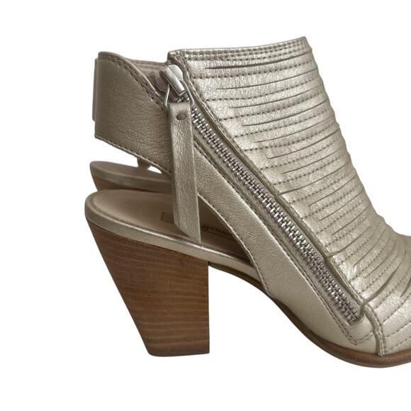 Paul Green Leather Metallic Cayanne Peep Toe Heeled Sandal Booties size 5 US - Picture 6 of 12